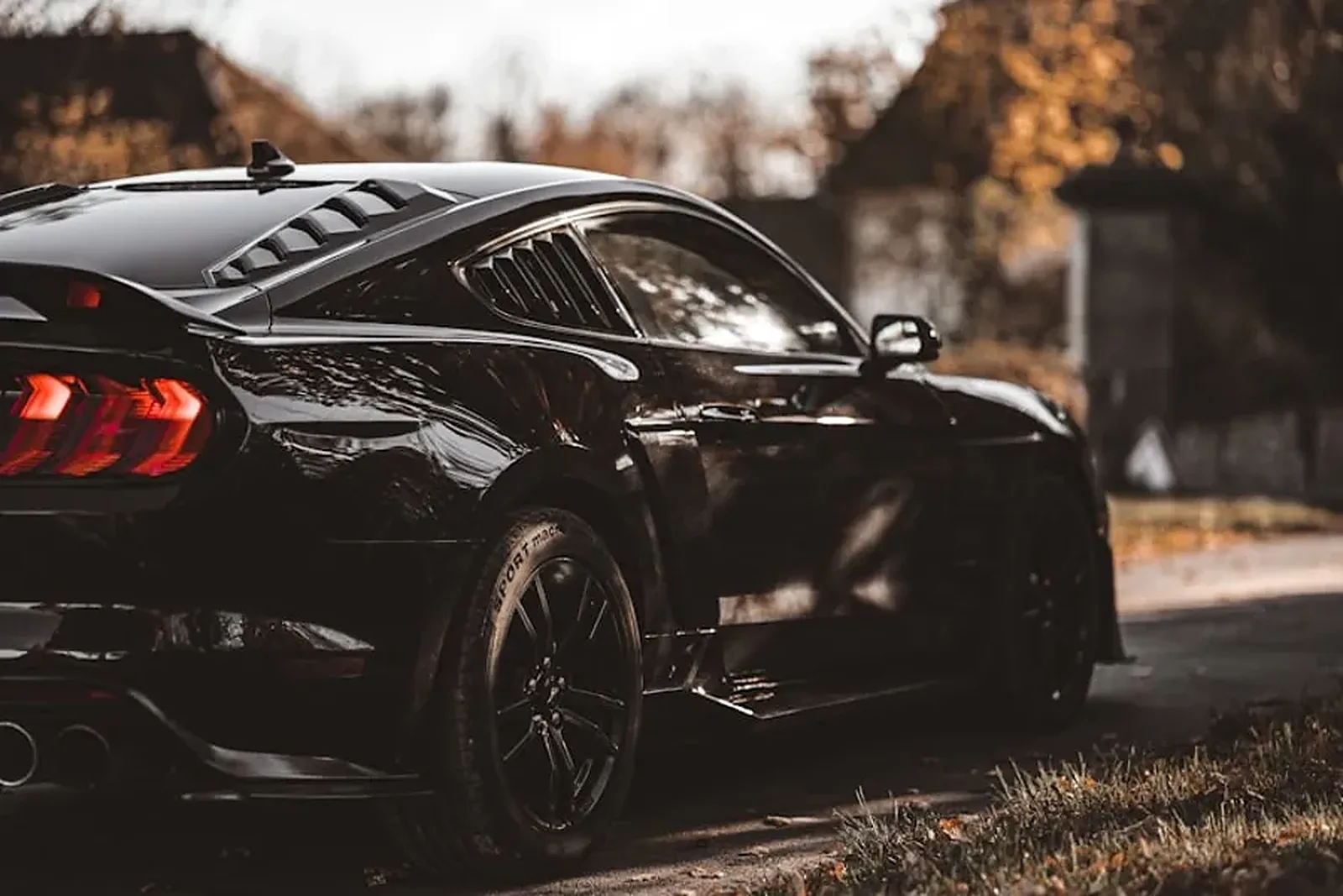 Black car with freshly detailed paint
